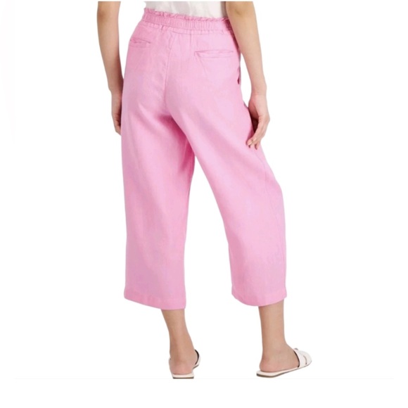 Charter Club Linen Cropped Pull-On Pink Bubble Bath Pants - Size LP - Picture 2 of 8